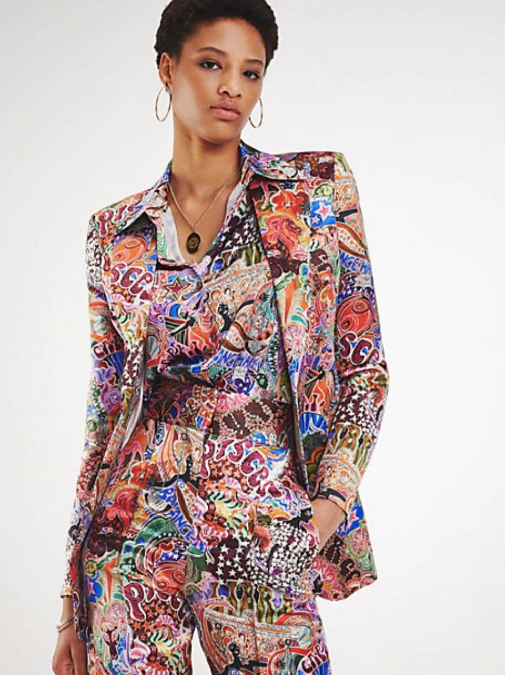 Zendaya X Tommy Hilfiger Zodiac vibrant like new single breasted satin blazer